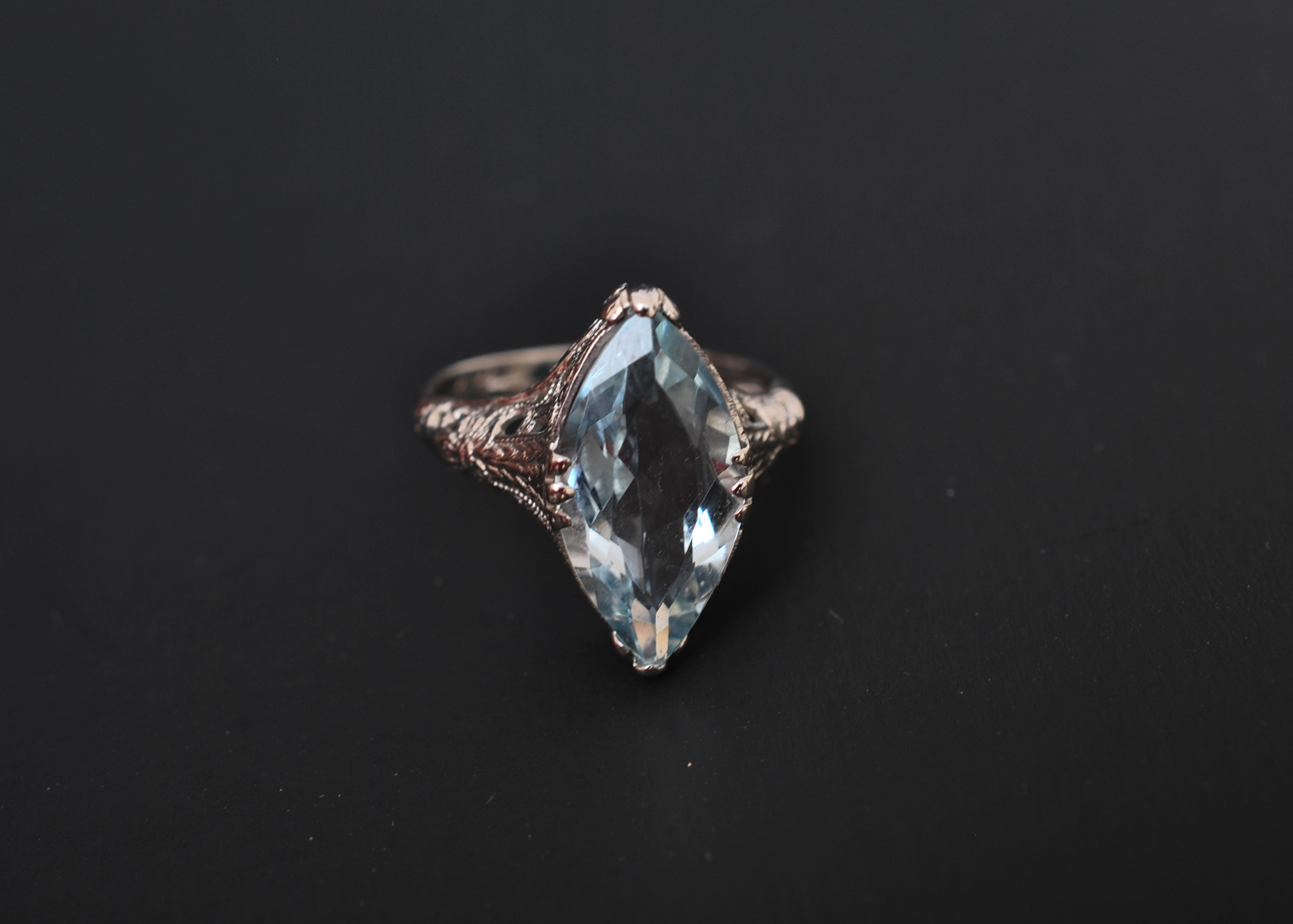 Aquamarine Marquise 14K White Gold Ring