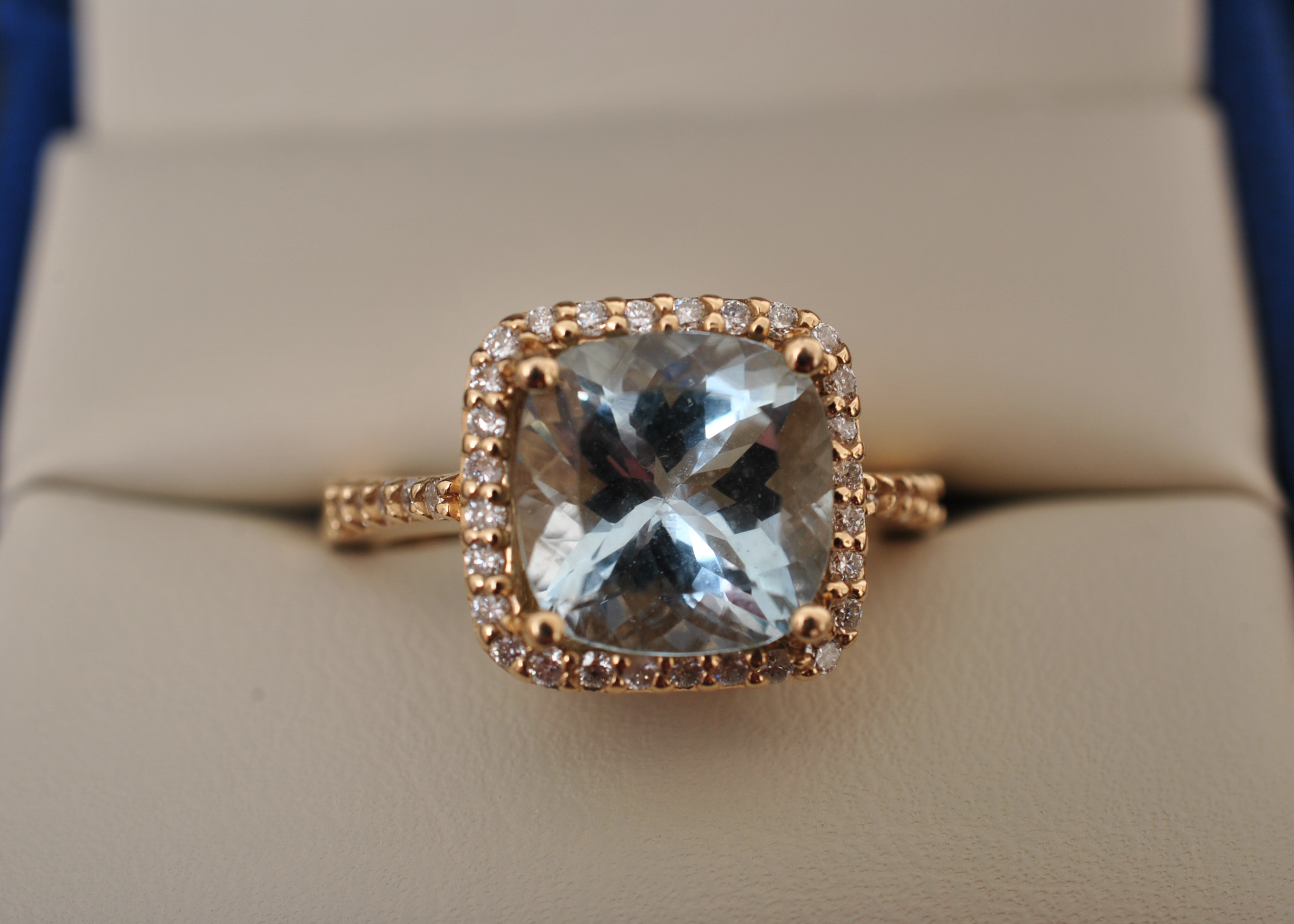 Aquamarine and Diamond 14K Yellow Gold Ring