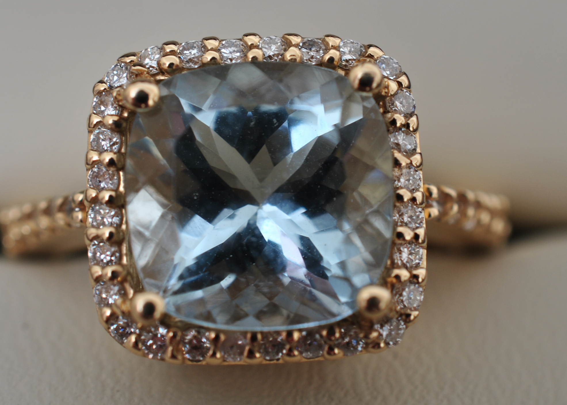 Aquamarine and Diamond 14K Yellow Gold Ring