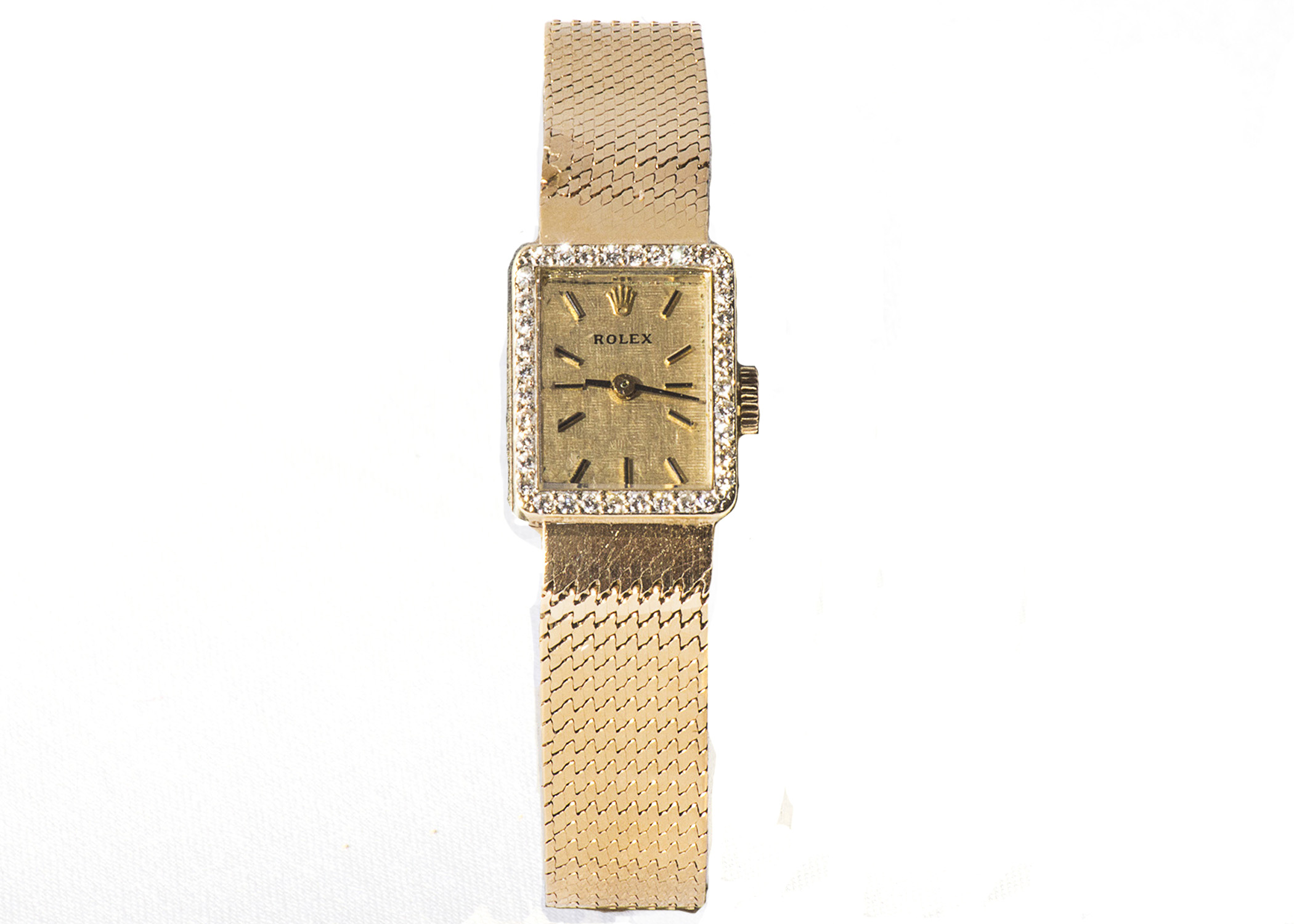 Women's 14K Gold Rolex Watch With a Diamond Bezel