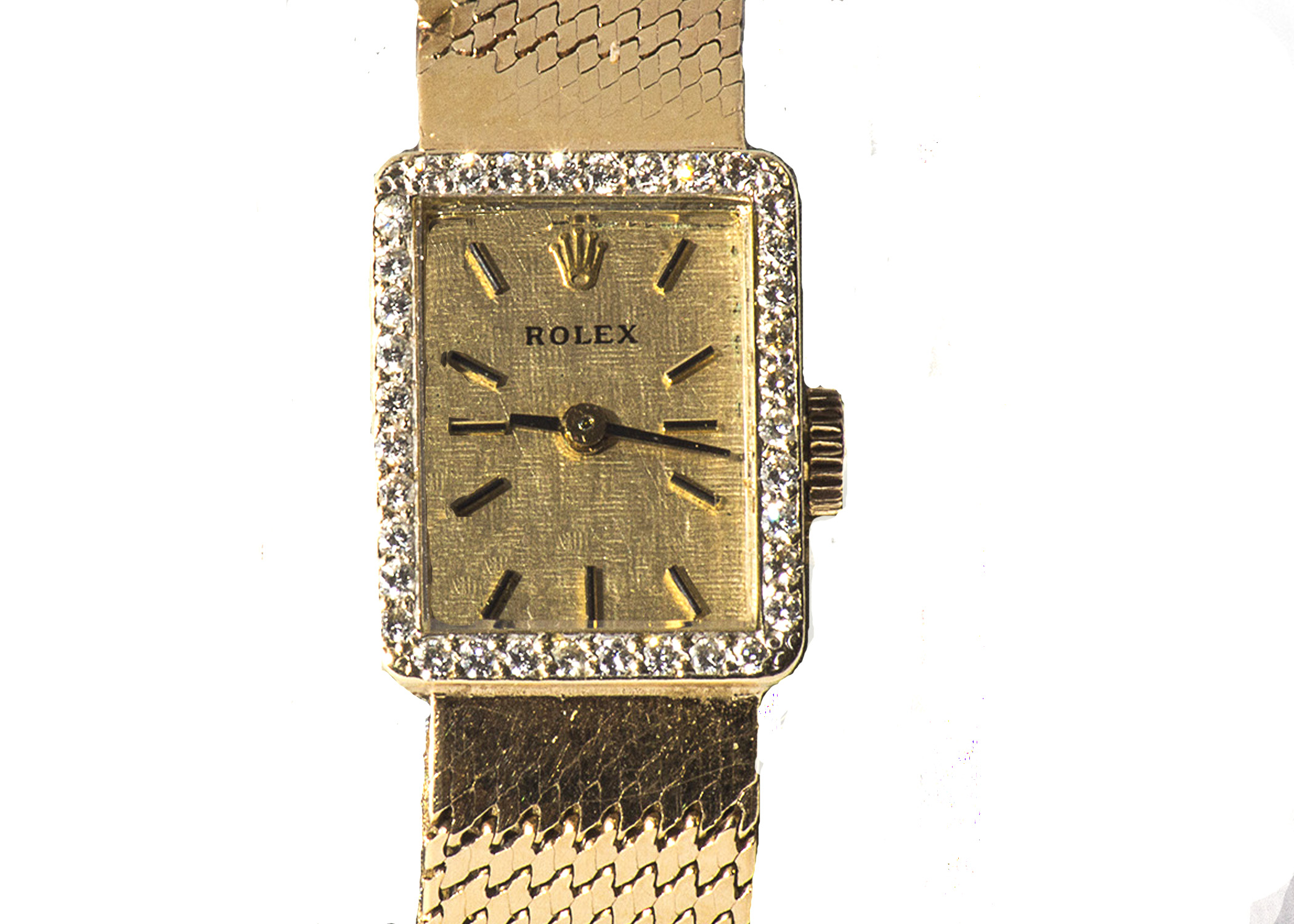 Women's 14K Gold Rolex Watch With a Diamond Bezel