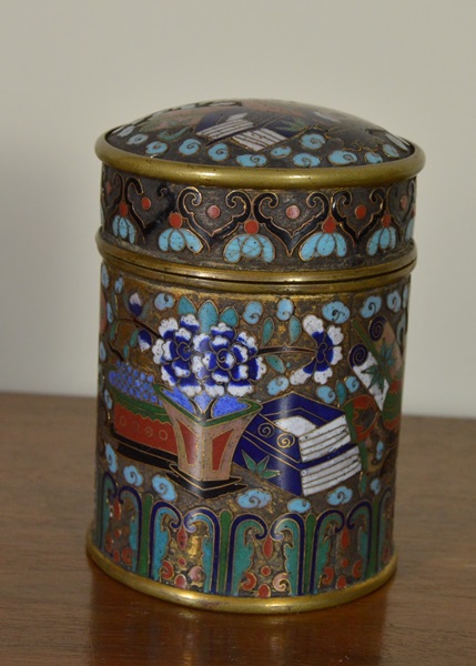Cloisonne on Brass Jar