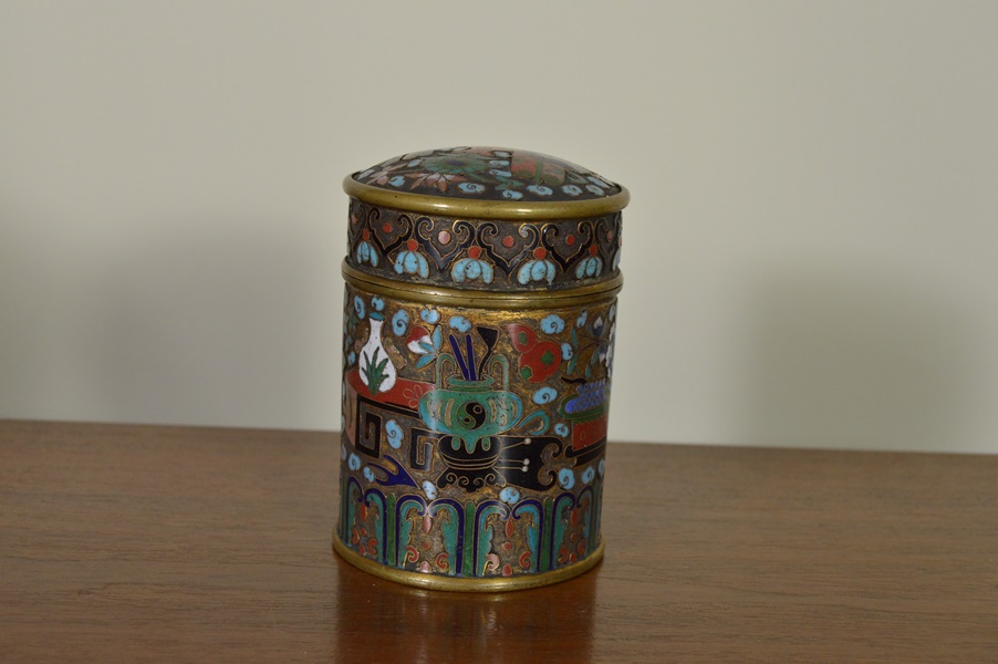 Cloisonne on Brass Jar