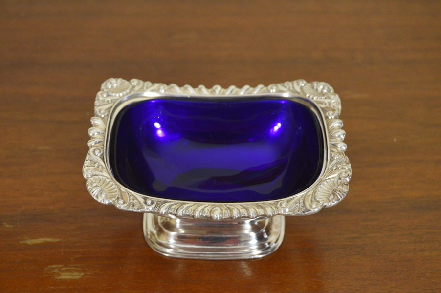 Pair of Silver Plate Salt Wells and Salt Shakers