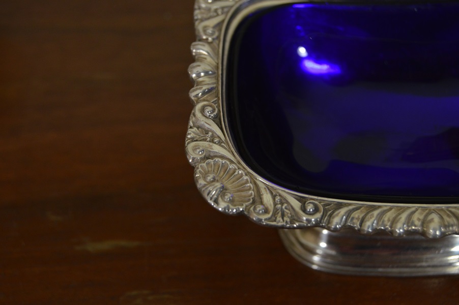 Pair of Silver Plate Salt Wells and Salt Shakers