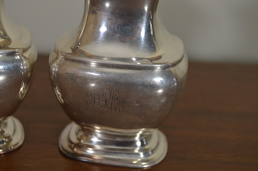Pair of Silver Plate Salt Wells and Salt Shakers