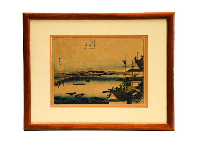 Reproduction of Utagawa Hiroshige's "Yoshida: The Toyokawa River"