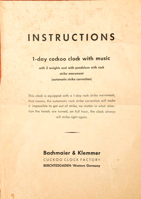Vintage Bachmaier & Klemmer Cuckoo Clock