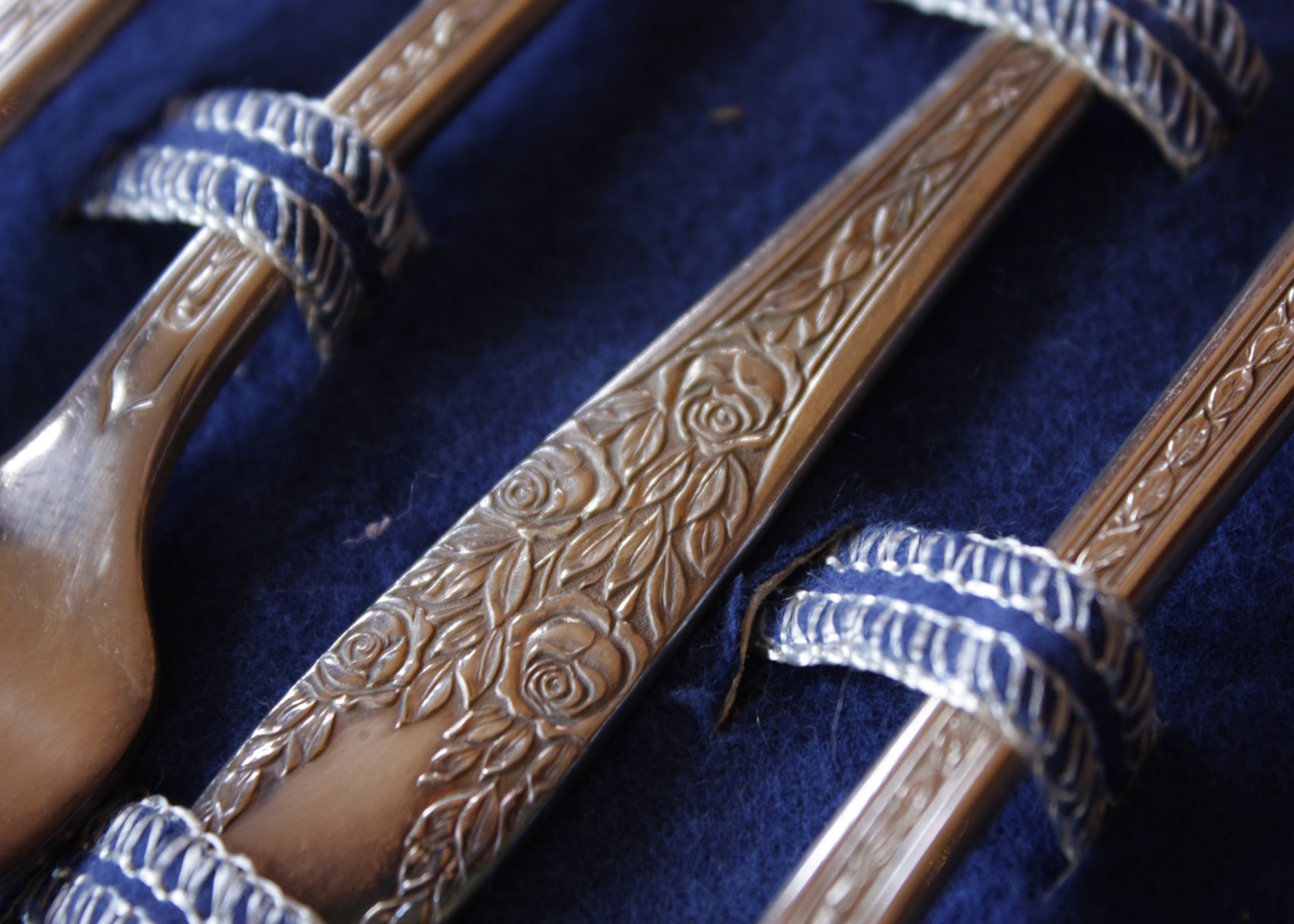 Vintage National Silver Co. Silverplate "Rose and Leaf" Flatware