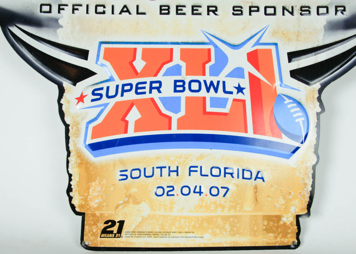 Trio of Coors Lite Signs, Including Super Bowl XLI Sign