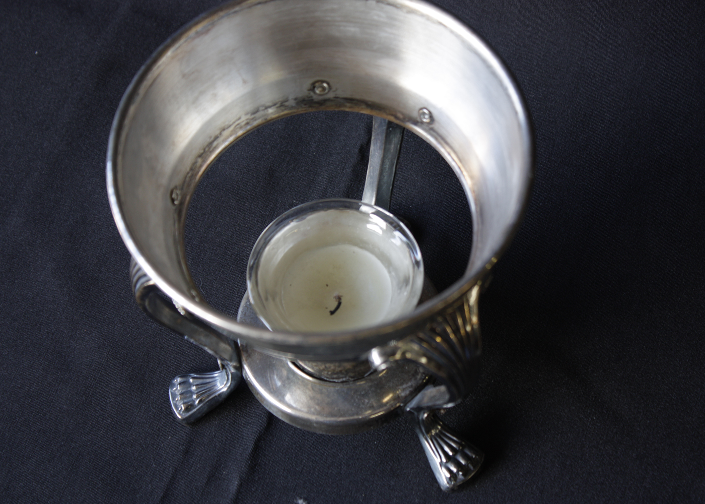 Vintage Serving Carafe on Silver Plated Warming Stand