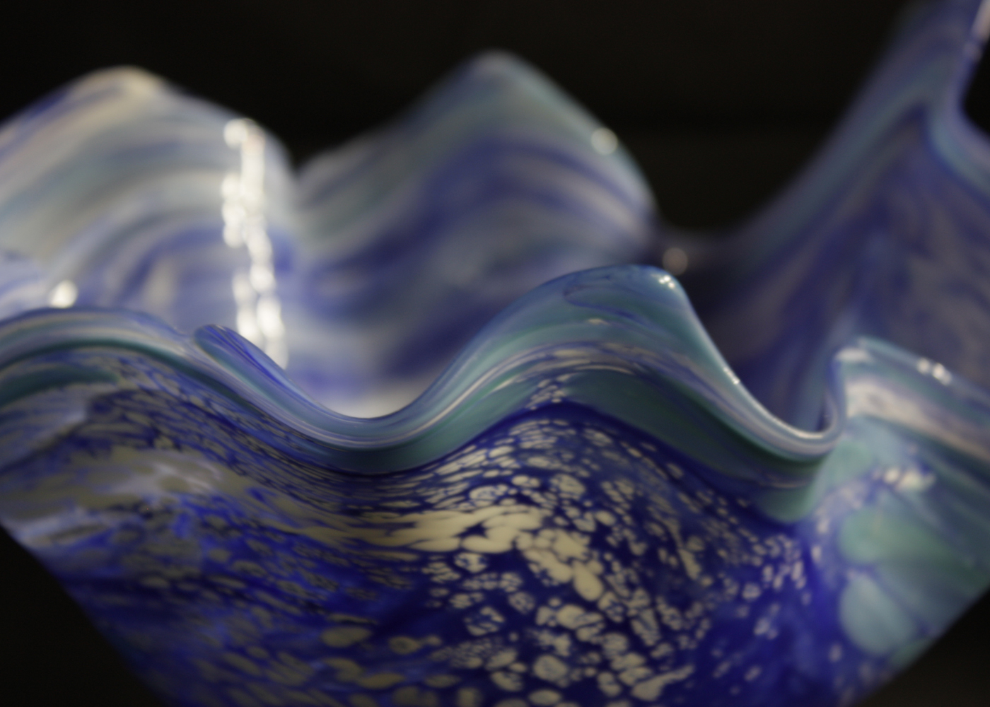 Pair of Artisan Made Handblown Glass Decorative Bowls