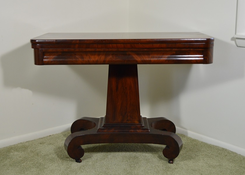 Empire Style Flame Mahogany Turn Top Card Table