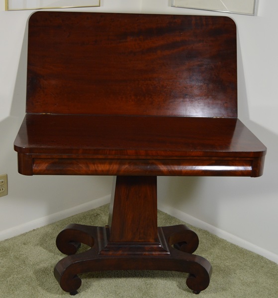 Empire Style Flame Mahogany Turn Top Card Table