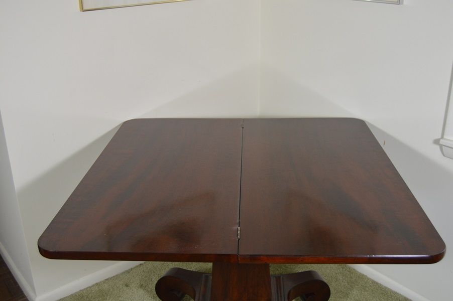 Empire Style Flame Mahogany Turn Top Card Table