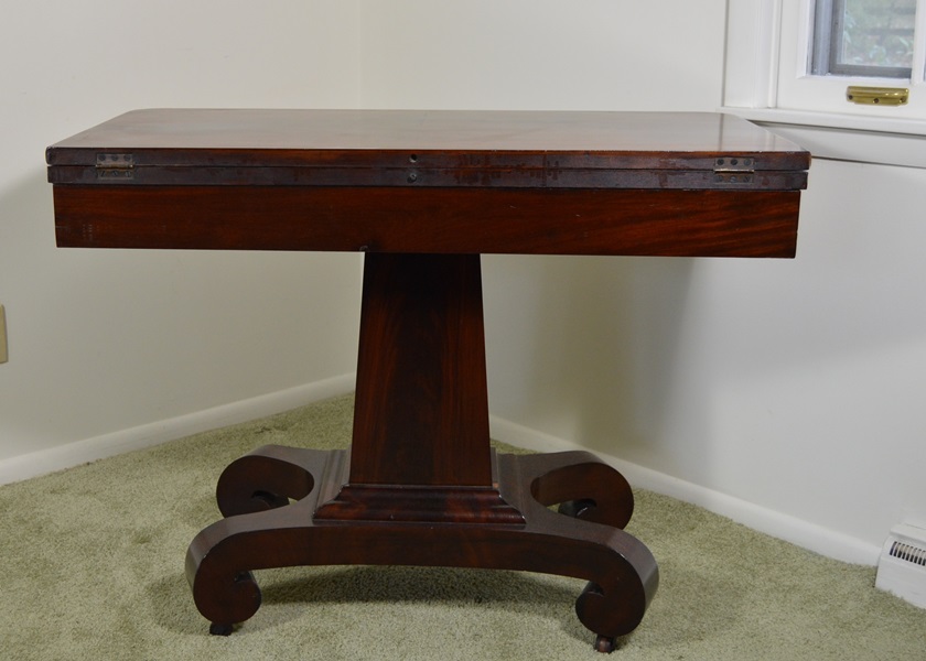 Empire Style Flame Mahogany Turn Top Card Table