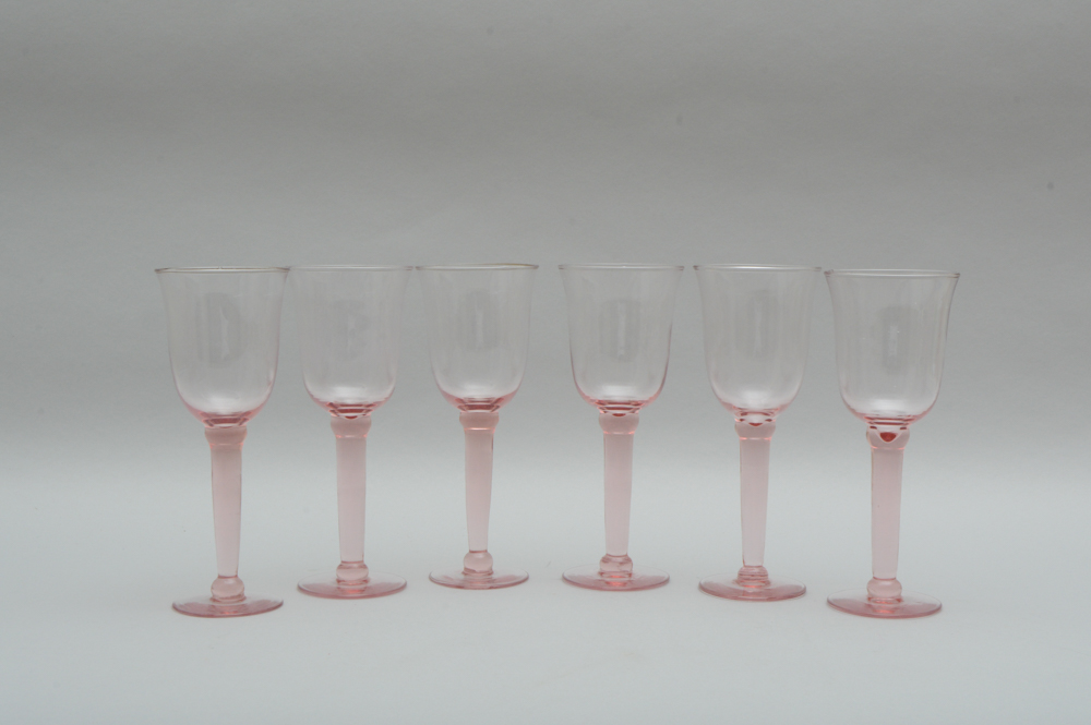 Assortment of Pink Pressed Glass Stemware