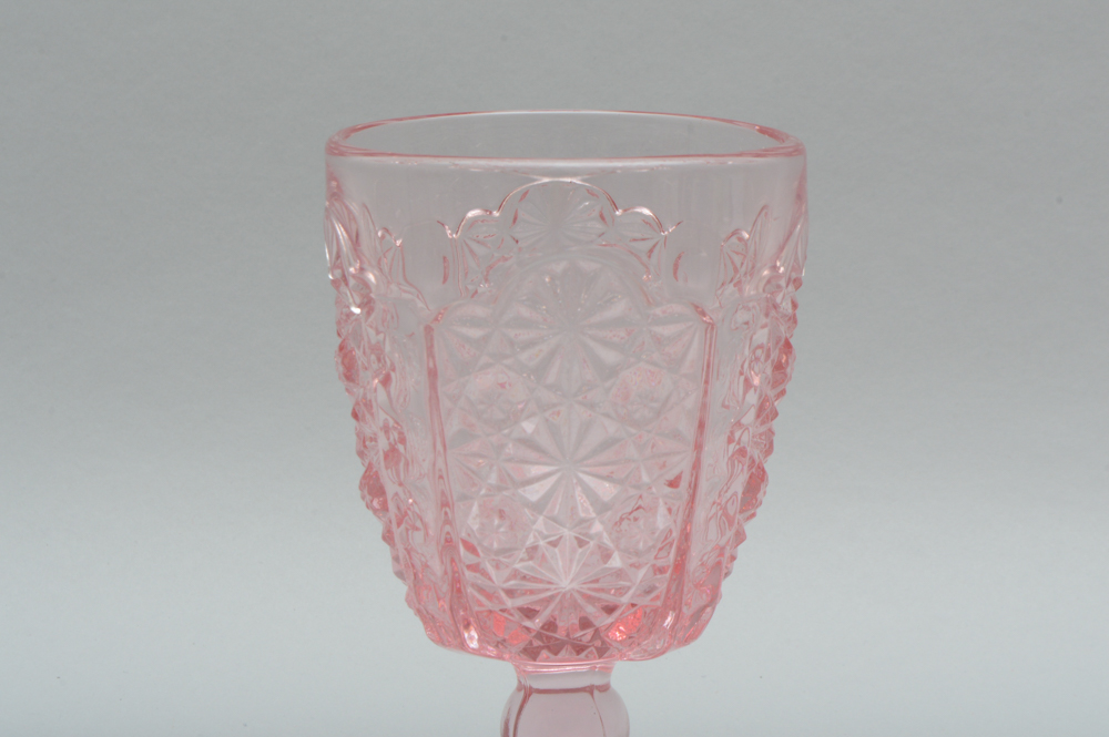 Assortment of Pink Pressed Glass Stemware