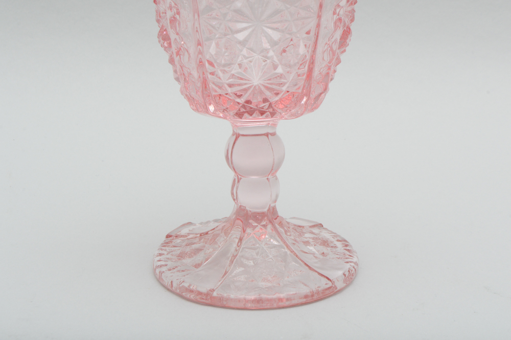 Assortment of Pink Pressed Glass Stemware