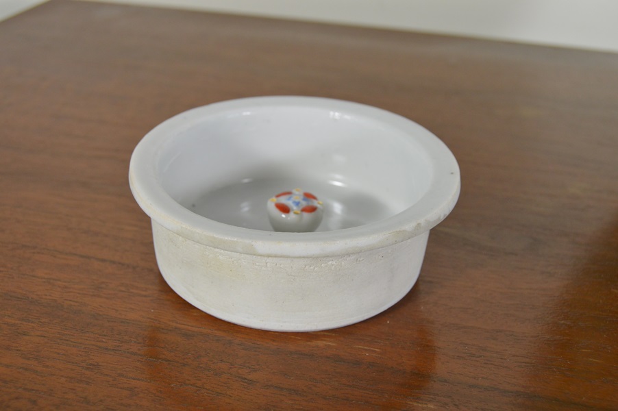 Hand Painted Green on White China Ginger Jar