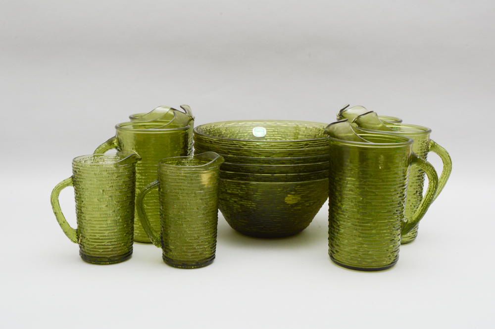 Vintage Anchor Hocking Avocado Glassware