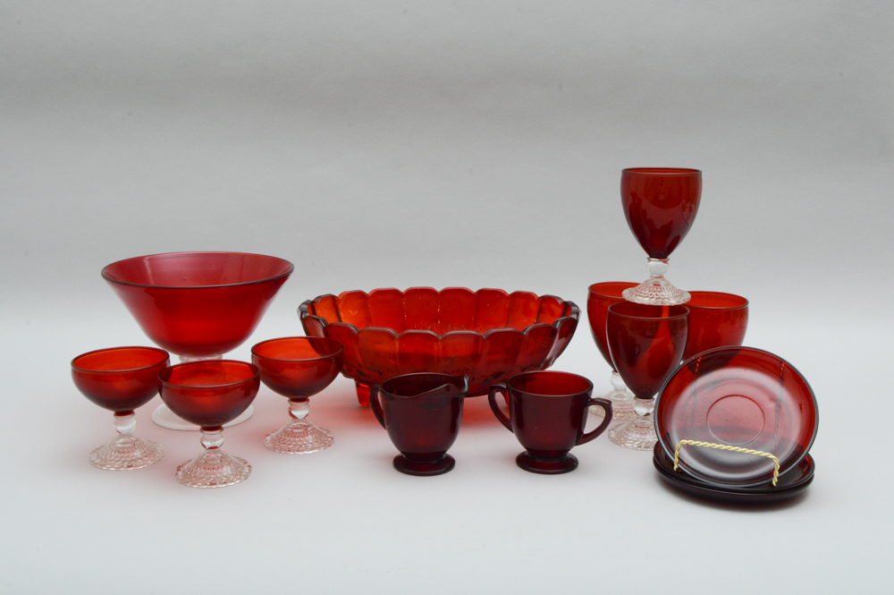 Assortment of Red Glassware
