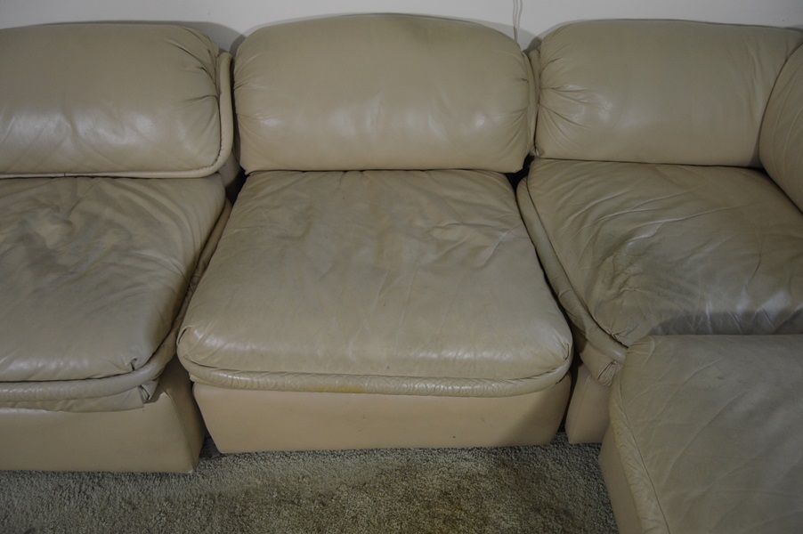 Vintage Mid-20th Century Leather Sectional Sofa