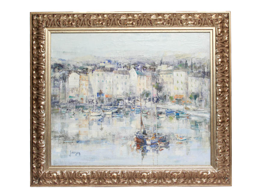 Daniel Jaugey Original Waterfront Oil Painting