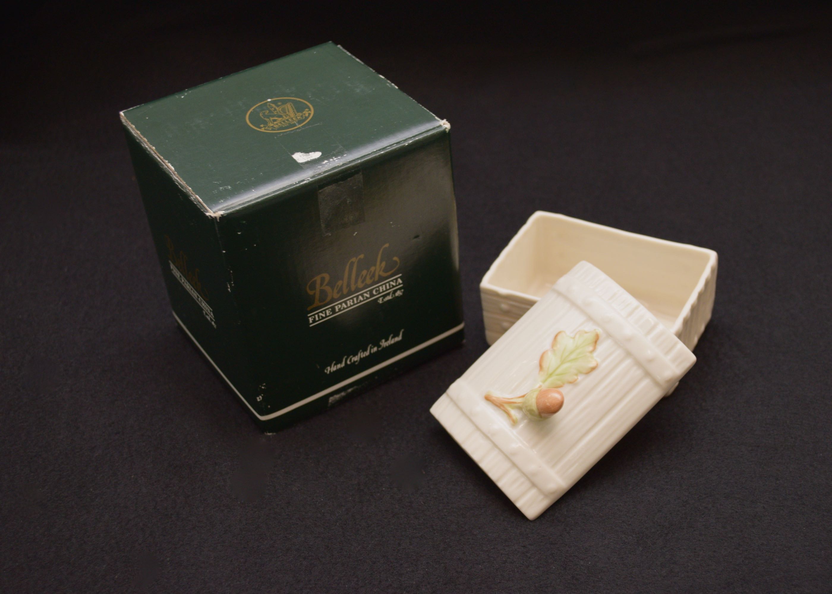 Belleek "In Retrospect" Acorn Treasure Chest - 2000
