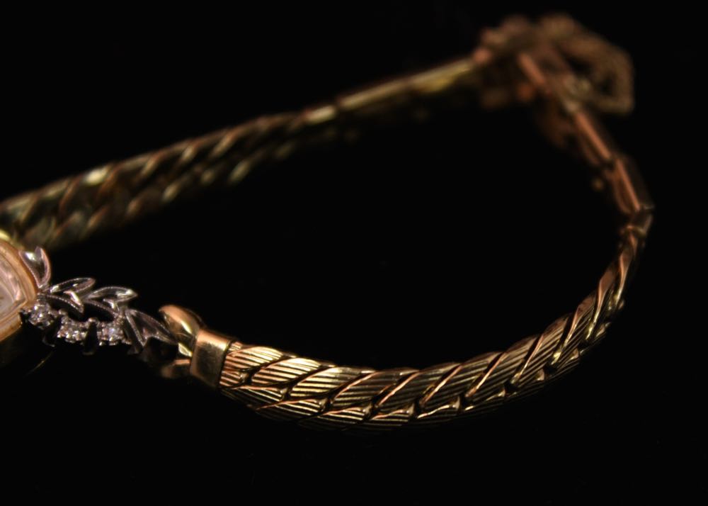 Vintage Bulova 14K Gold and Diamond Women's Watch