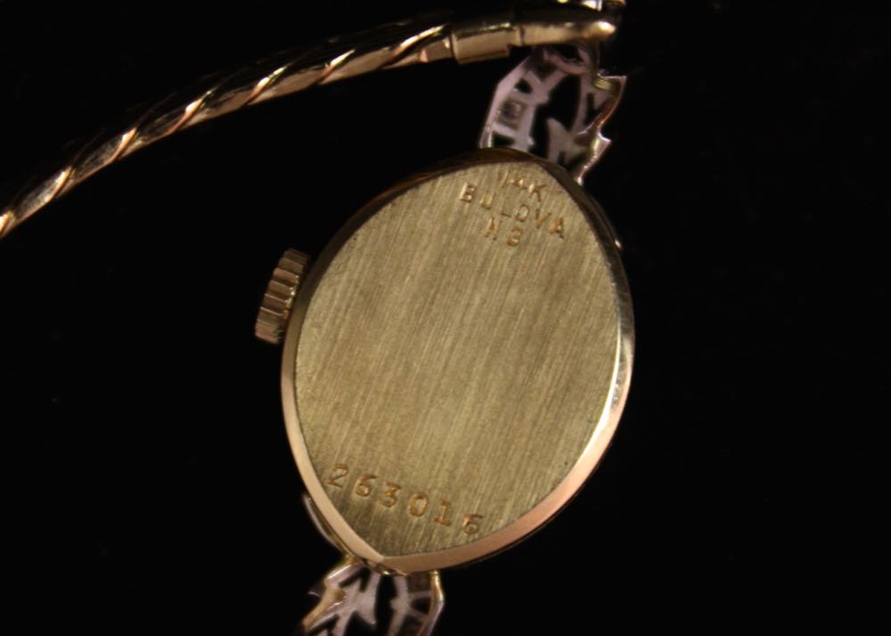 Vintage Bulova 14K Gold and Diamond Women's Watch