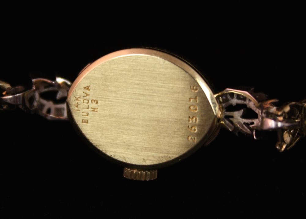 Vintage Bulova 14K Gold and Diamond Women's Watch