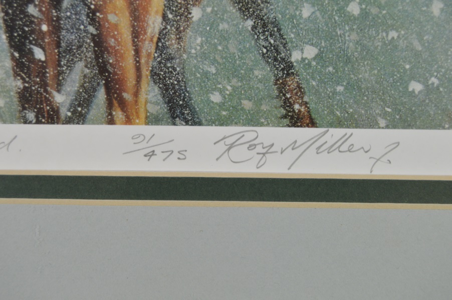Signed Roy Miller Off-Set Lithograph Print-Sudden Blizzard
