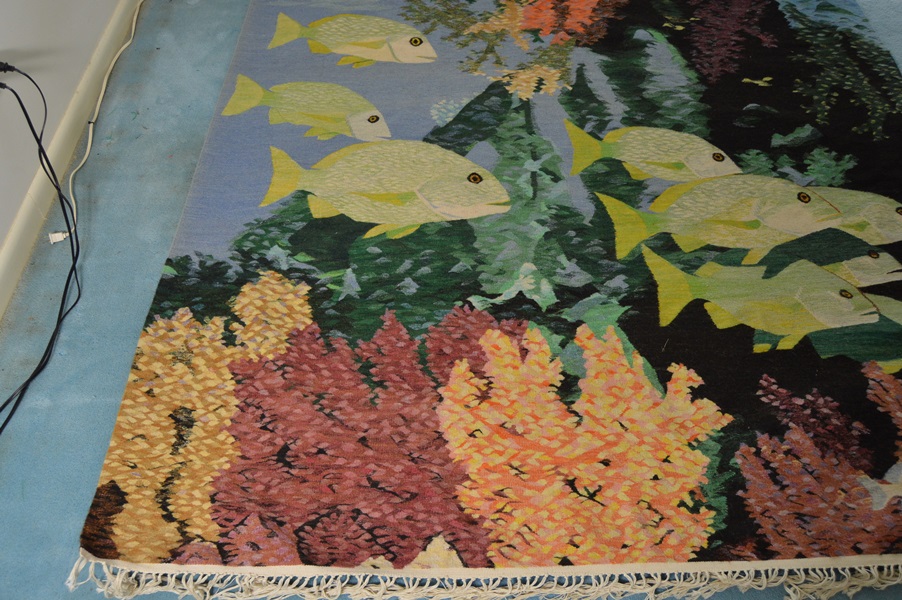 Signed Wool Coral Reef Scene Kleem Rug