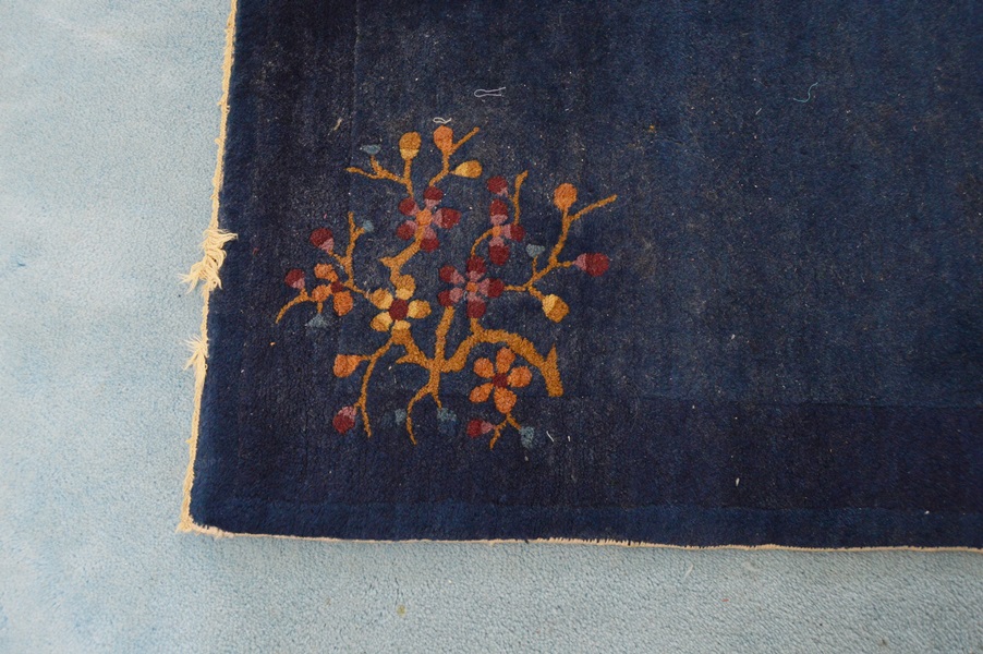Oriental Indigo Blue Wool Rug