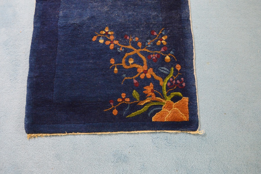 Oriental Indigo Blue Wool Rug