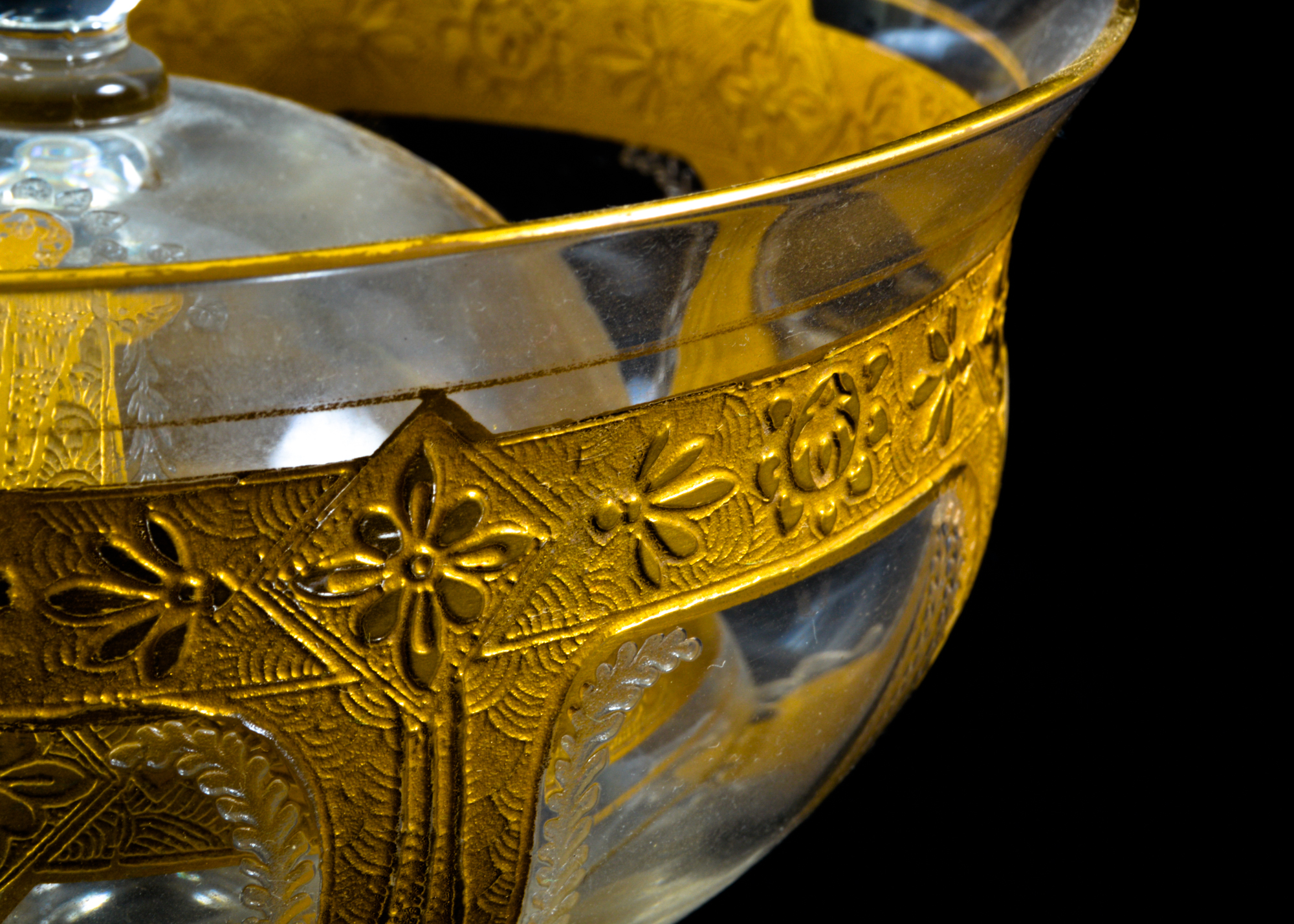 Gold Gilt Etched Glass Bowls