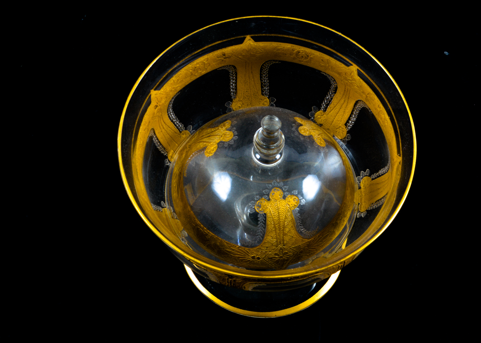 Gold Gilt Etched Glass Bowls