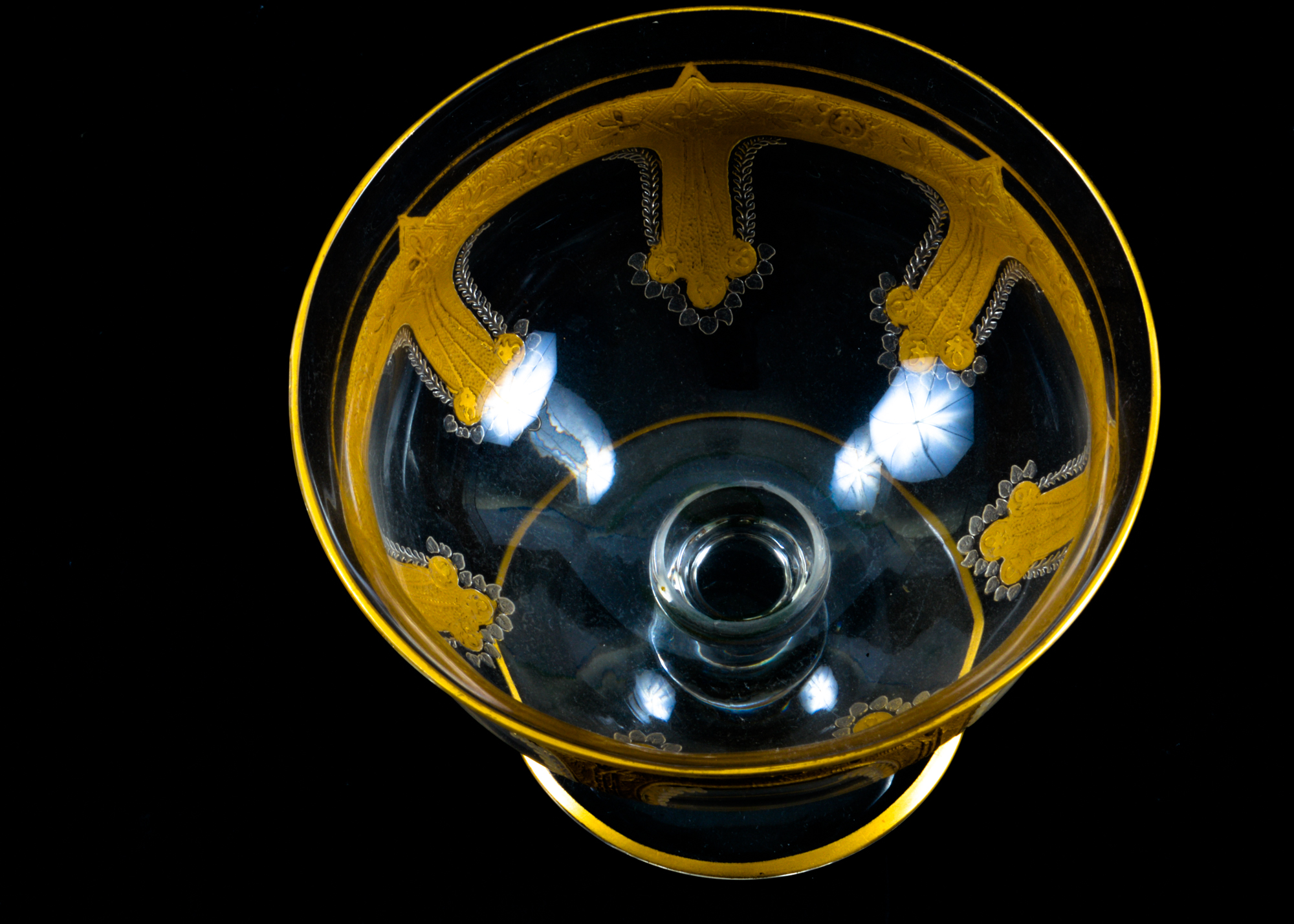 Gold Gilt Etched Glass Bowls