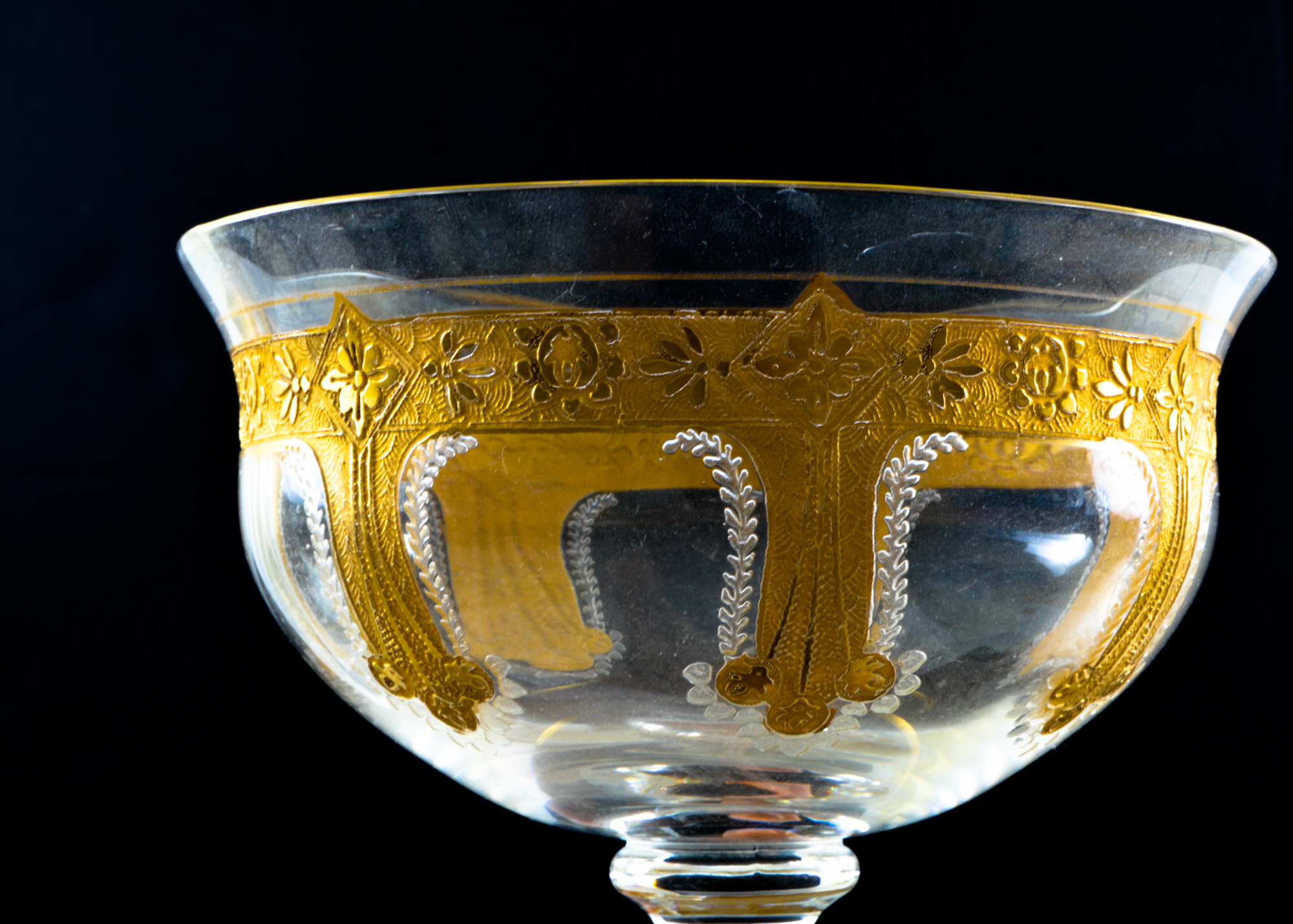 Gold Gilt Etched Glass Bowls