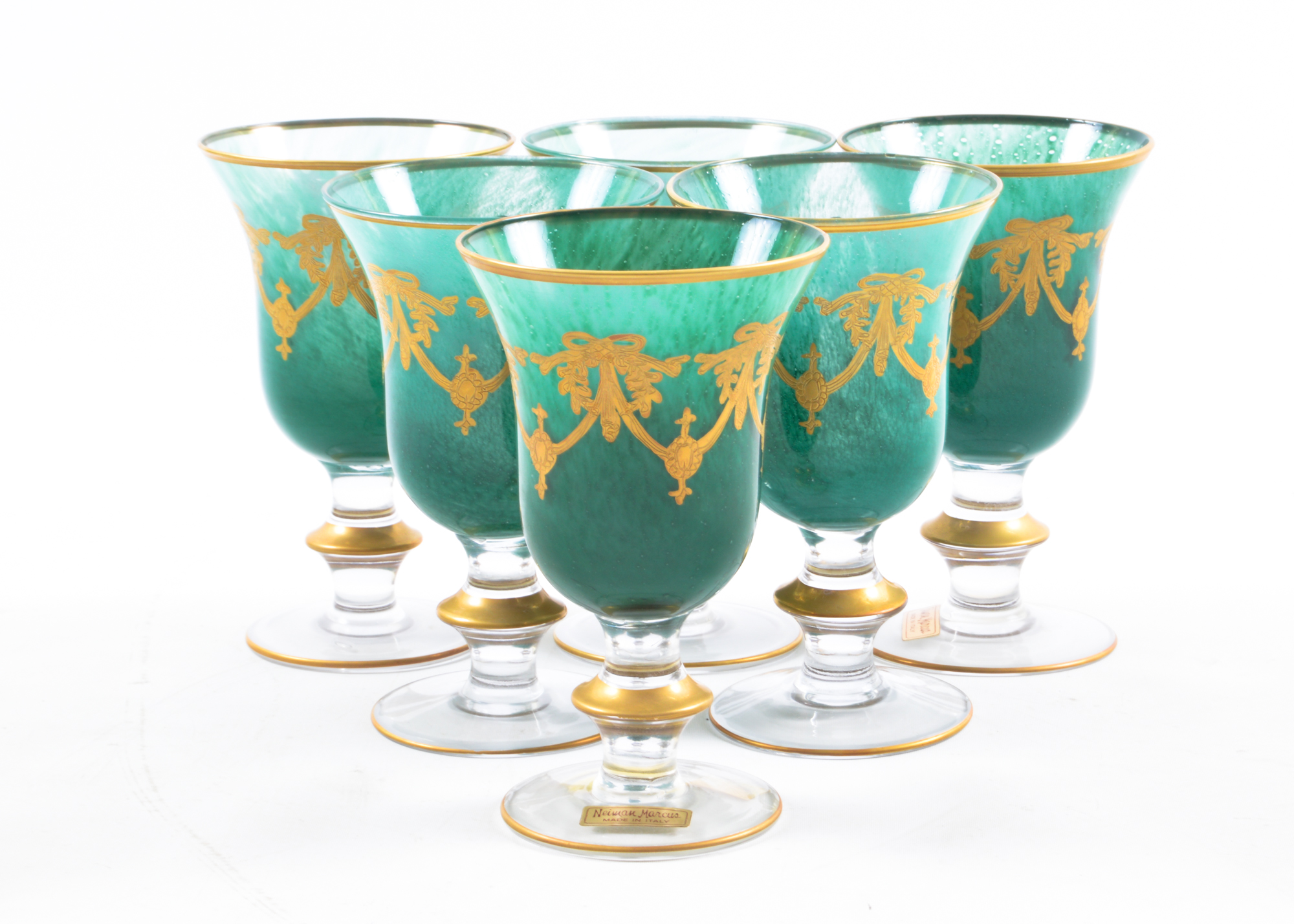 Neiman Marcus Green and Gold Goblets