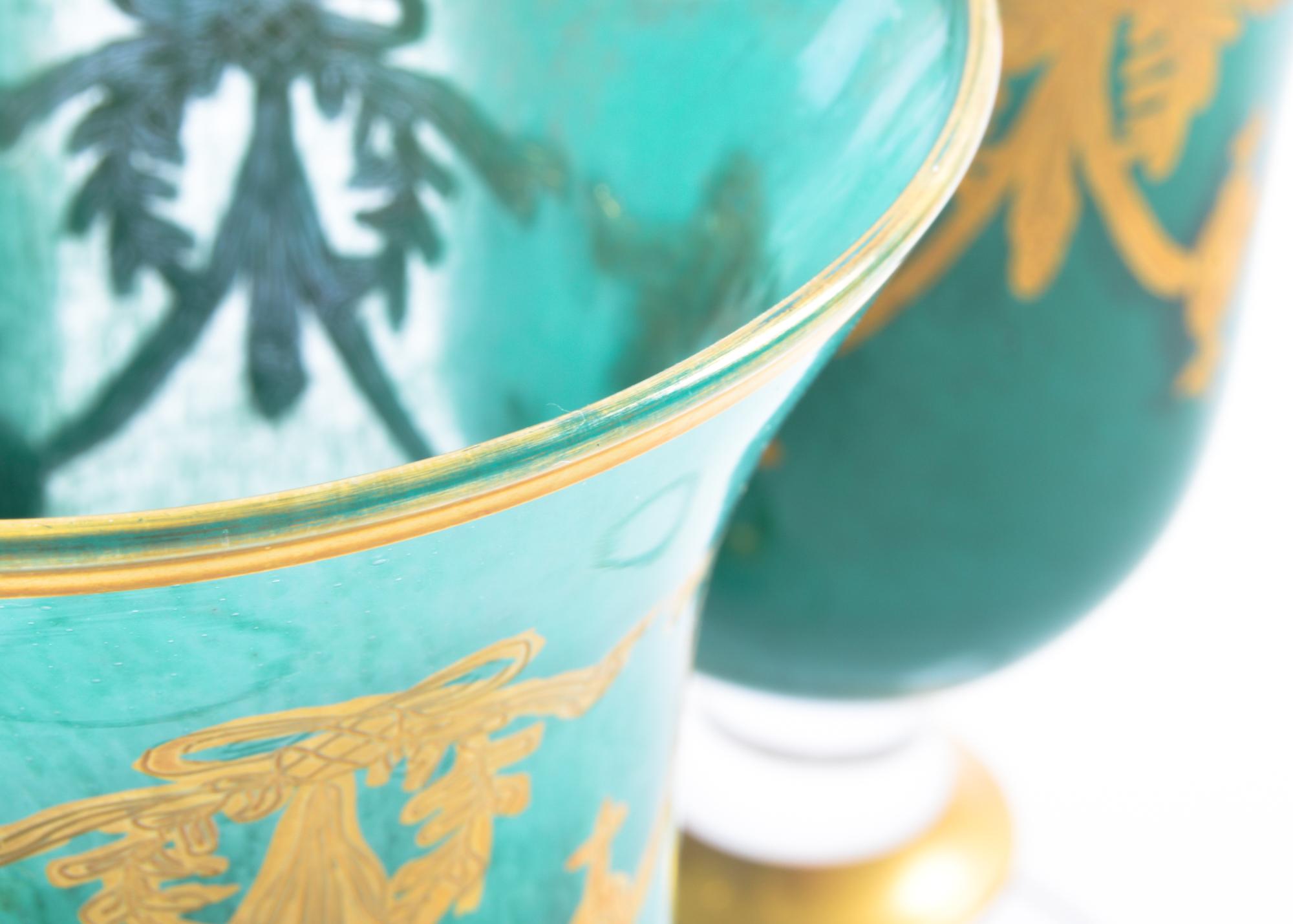 Neiman Marcus Green and Gold Goblets