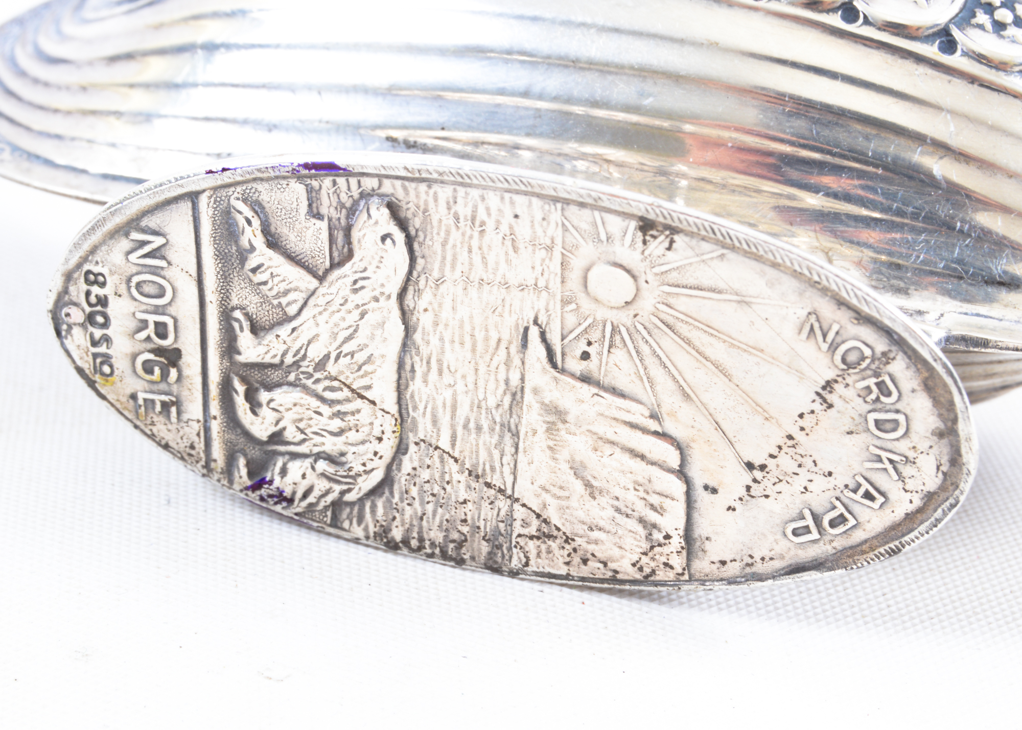 Pair of Sterling Silver Norwegian Ship Salt Cellars