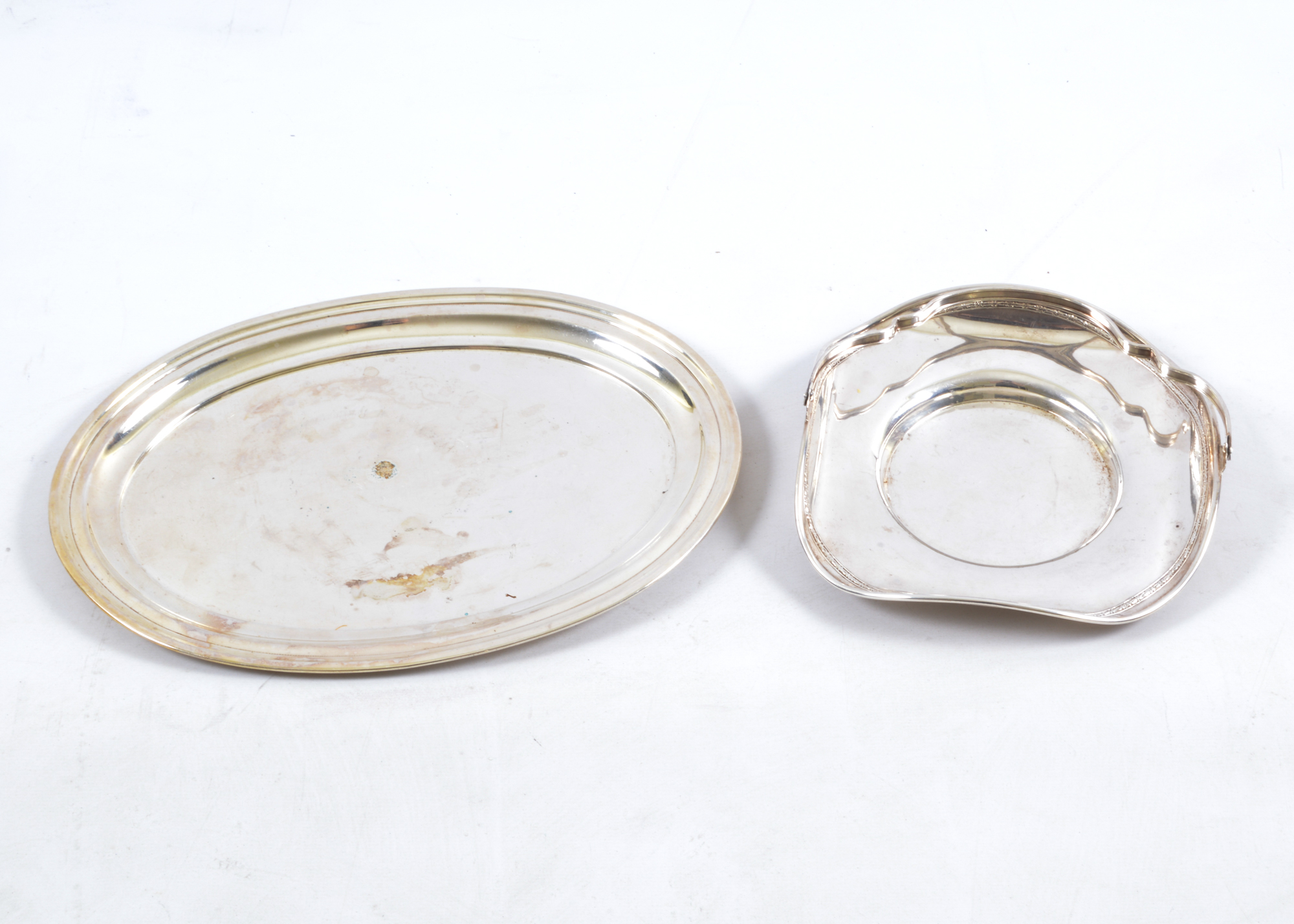 Sterling Silver Dish with Handle and Oval Plate