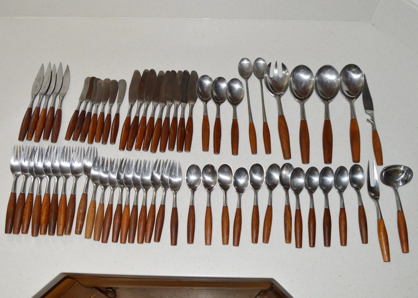 Set of Dansk Stainless and Teak Handled Fjord Flatware