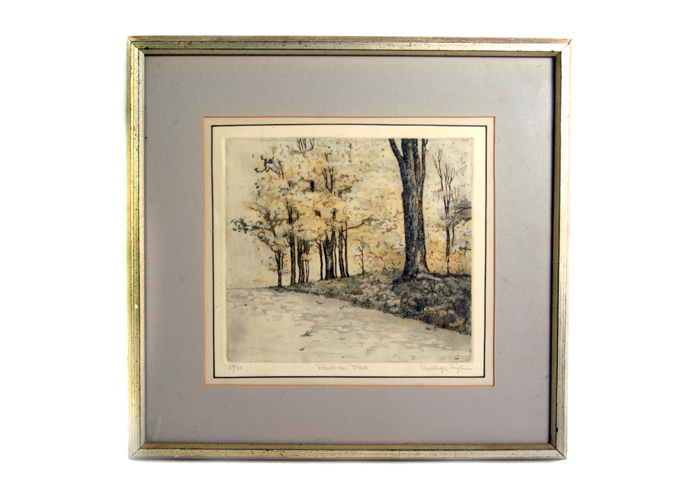 Signed, Original Landscape Aquatint by Indiana Artist G. Engle