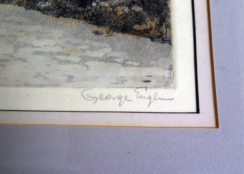 Signed, Original Landscape Aquatint by Indiana Artist G. Engle