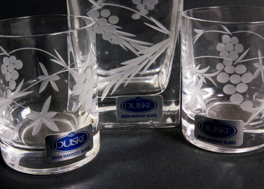 Duiske Irish Handcut Glass Bar Set