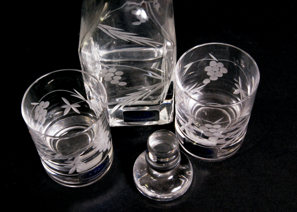 Duiske Irish Handcut Glass Bar Set