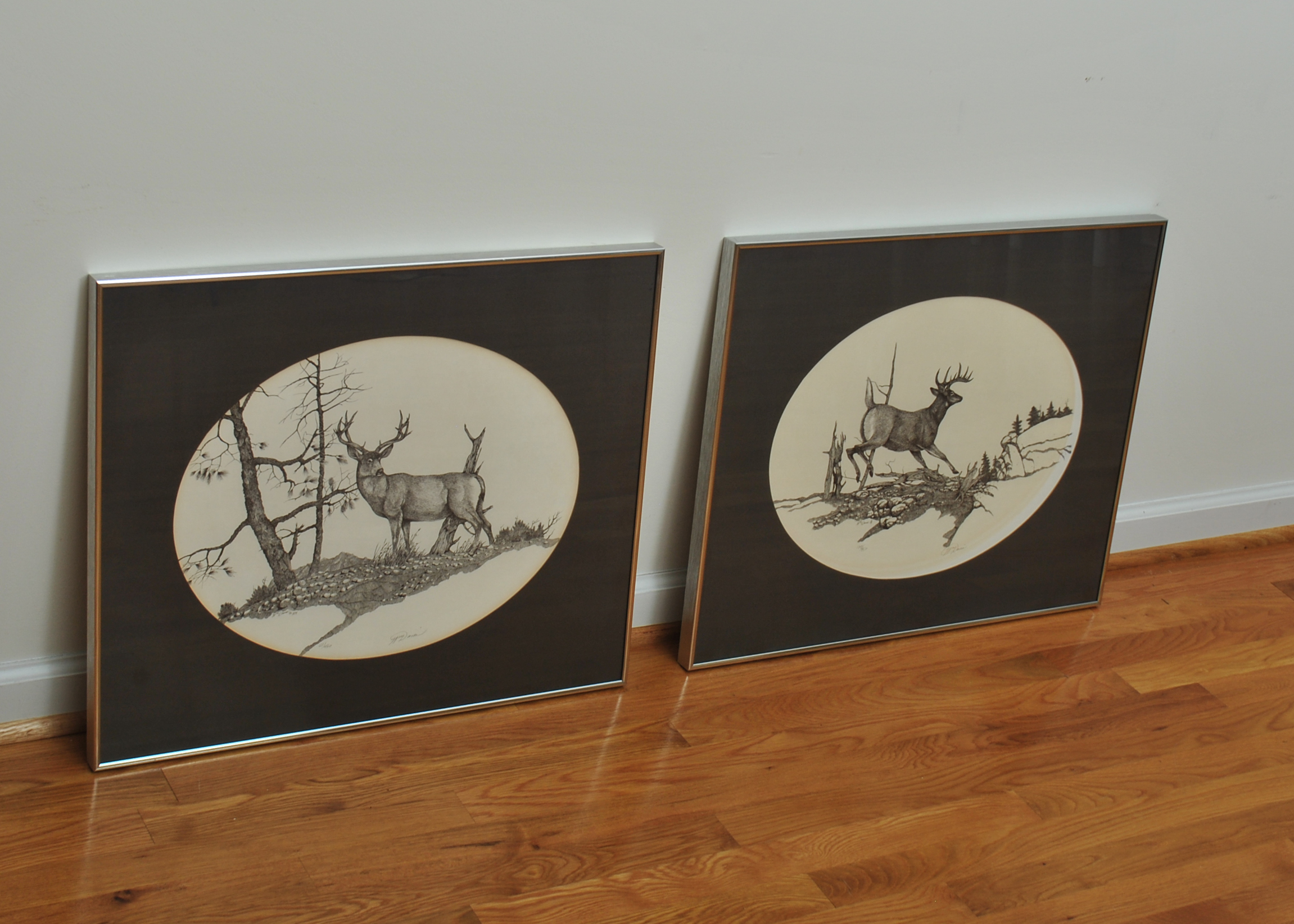 Pair of Deer Lithographs by William Davis